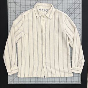 Men's White Striped textured Summer Shirt